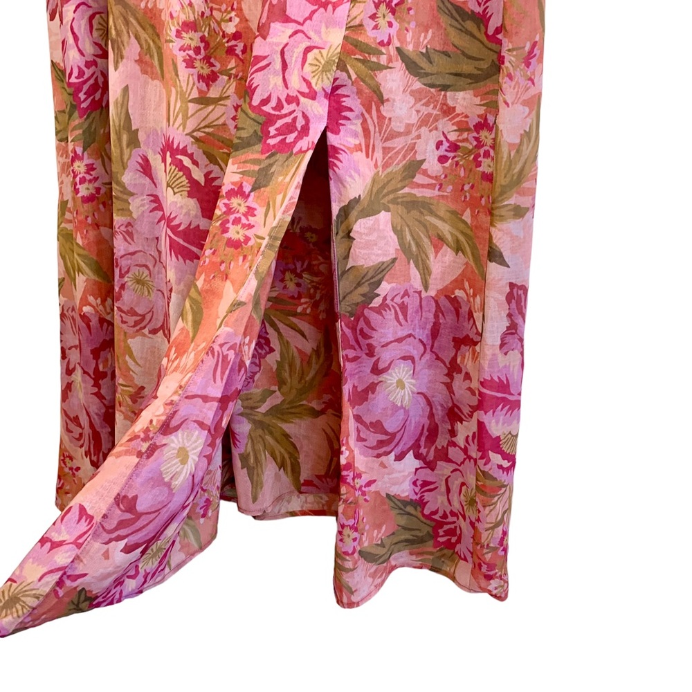 Show Me Your MuMu Verity Midi Dress Chiffon Garden Floral Pink Wedding Resort - Picture 7 of 16